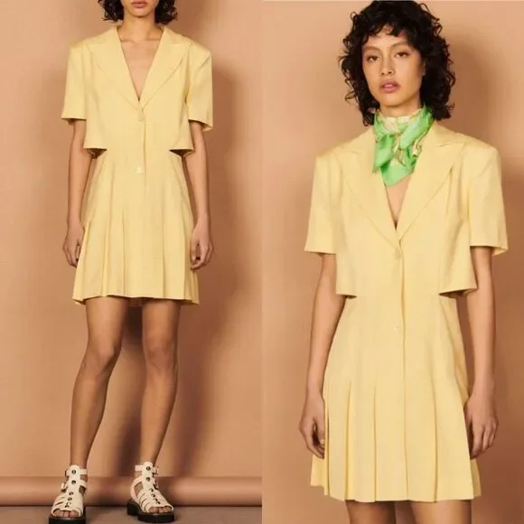 NWT Sandro Jaun Citron Mini Yellow Dress Size XS - Picture 1 of 15